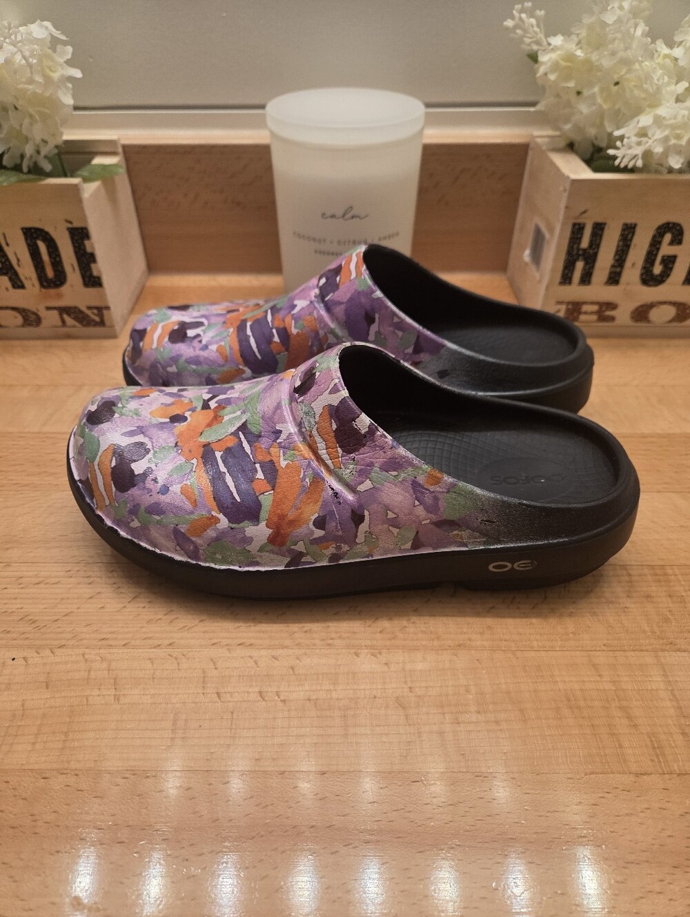 OOFOS OOclog Limited Edition Recovery Clogs Bellini Splash Watercolor Women's 8 - Picture 3 of 8